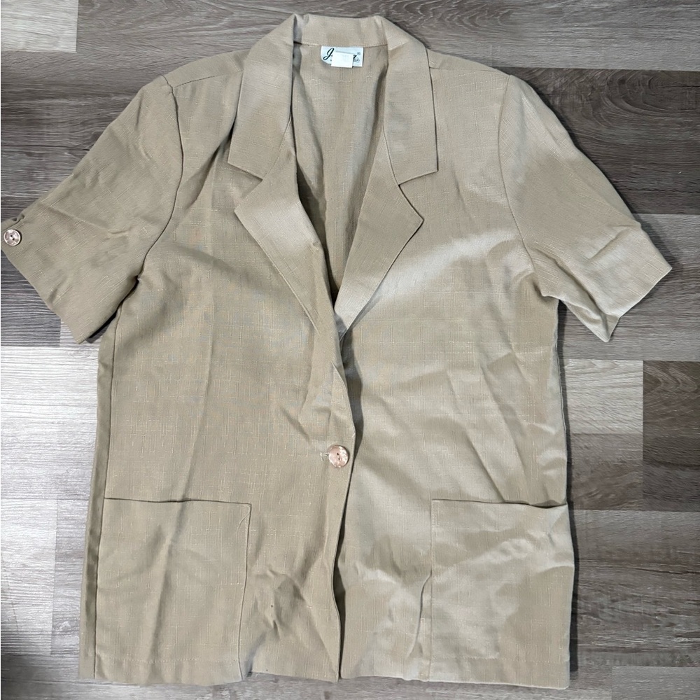 Vintage Joana Women’s Light Tan Short Sleeve Blazer